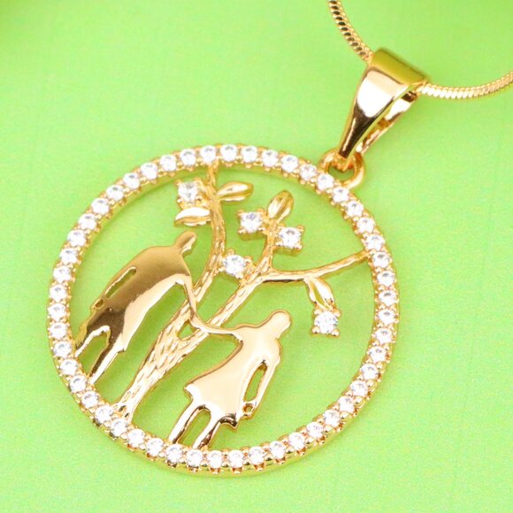 "Tree of Life Pendant with Couple Design in Rose Gold and Crystals, XPPT1245 - Picture 1 of 12